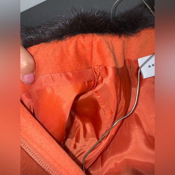 AKRIS Punto Orange Wool Faux Fur Trim Collar Jacket - Picture 9 of 10